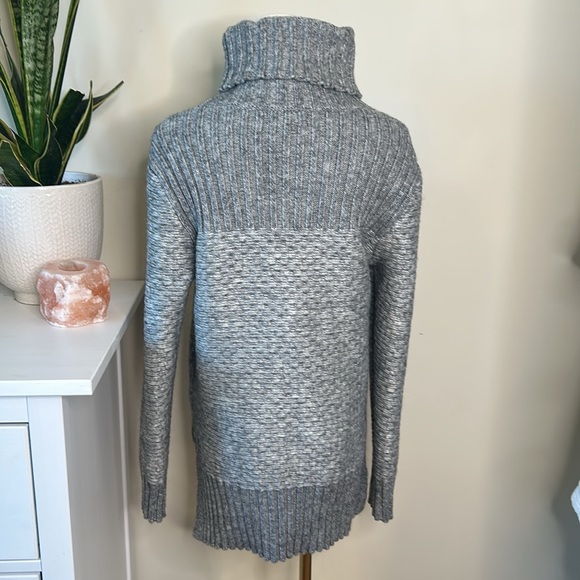 Banana Republic sz small Grey Gray wool knit turtleneck mixed-knit - Picture 3 of 8
